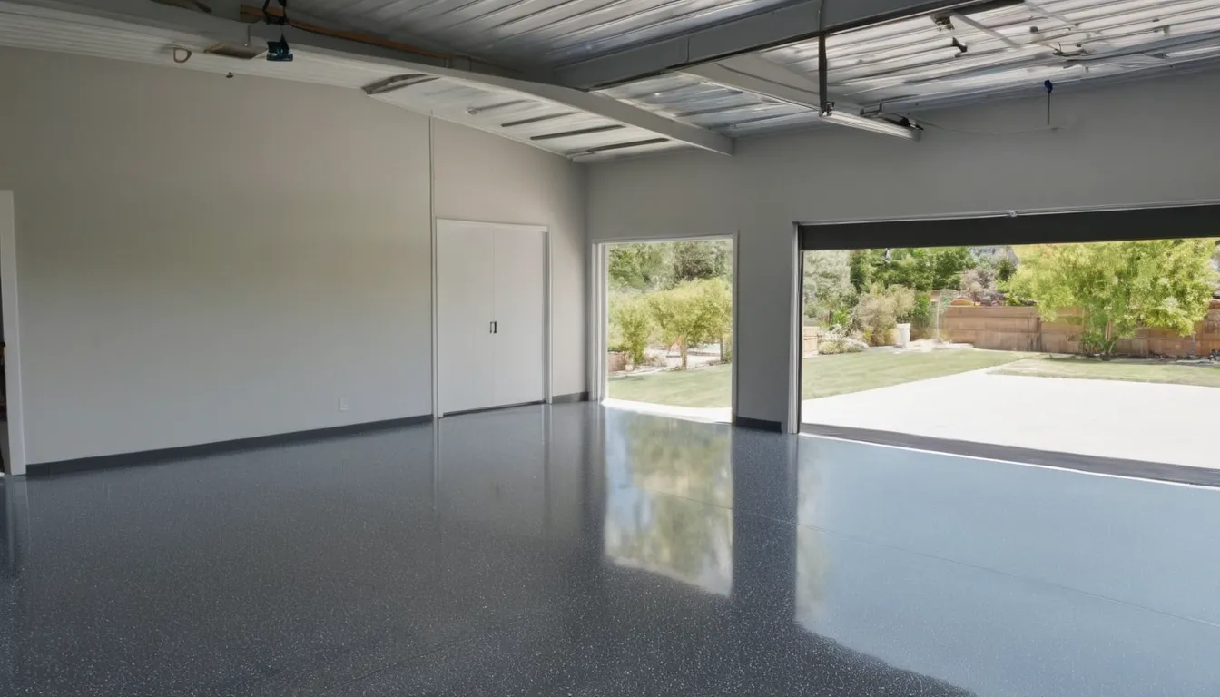A freshly coated garage floor in a Deltona home