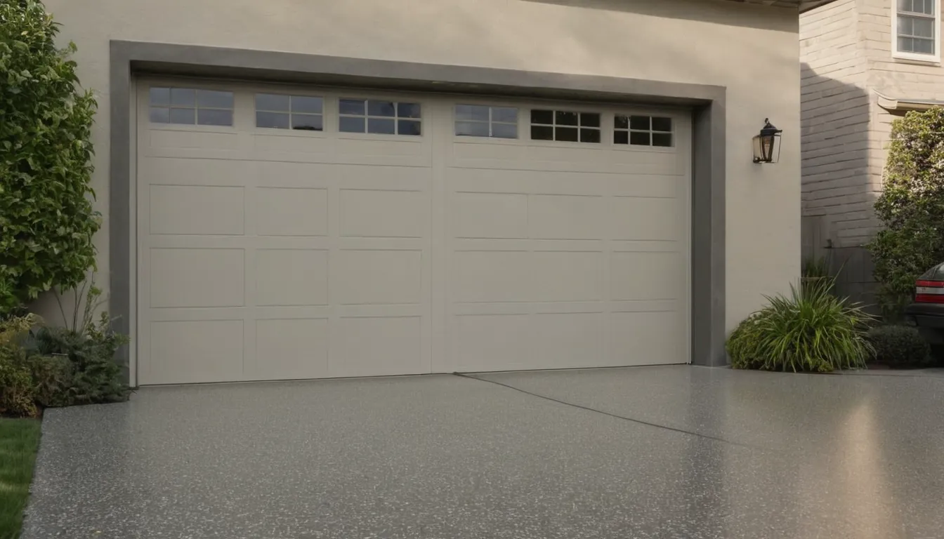 A polyaspartic-coated garage floor with gray flake finish in a Deltona home